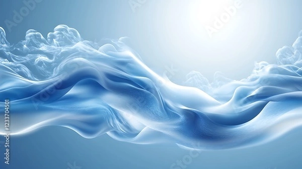 Obraz Abstract Blue Wavelike Forms Flowing Gently