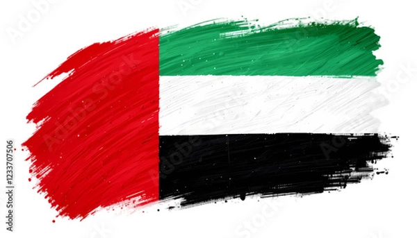 Fototapeta abstract UAE flag in paint brush strokes isolated on white background
