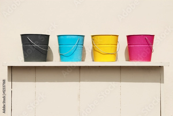 Fototapeta Four buckets of different colors
