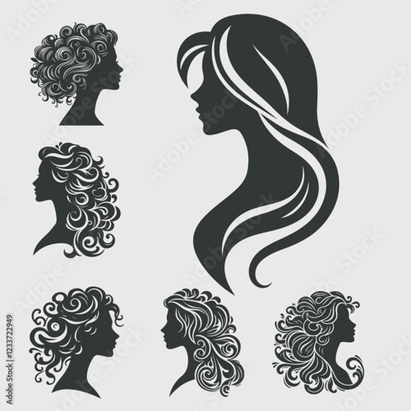 Fototapeta woman silhouette vector art pack