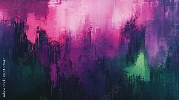 Fototapeta Abstract Purple, Green, and Pink Digital Glitch Effect (Futuristic Cyberpunk Design) -