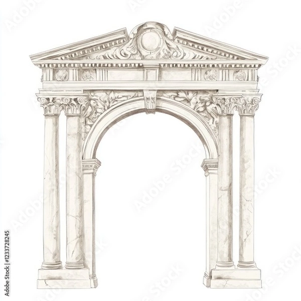 Fototapeta An ancient greek Ornamental arch architecture arched person.