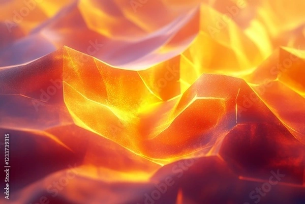 Fototapeta Abstract glowing vibrant wave layers forming polygonal arcs, Generative AI