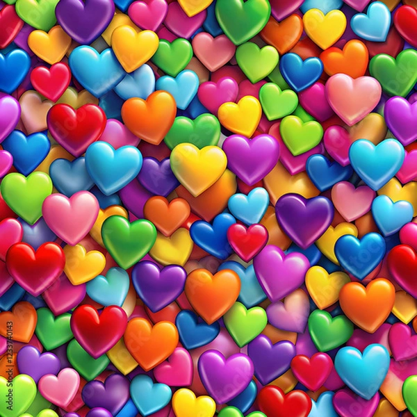 Fototapeta Colorful Hearts Creating a Cheerful and Joyful Background