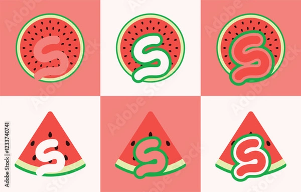 Obraz Letter S watermelon. This logo combines letters and watermelon fruit. Suitable for fruit shops, orchard, juice and the like