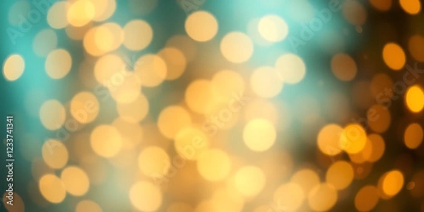 Fototapeta  Golden Bokeh Background with Soft Sparkling Lights in Teal and Gold Tones