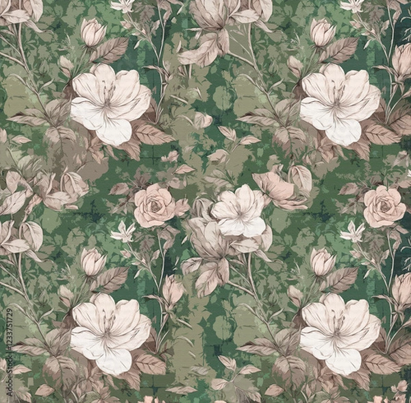 Fototapeta Colorful Botanical Texture Seamless Pattern Design