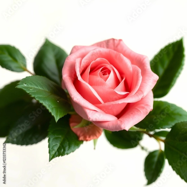 Fototapeta Floral Elegance: Rose Flower with Leaves Forming a Beautiful Frame"