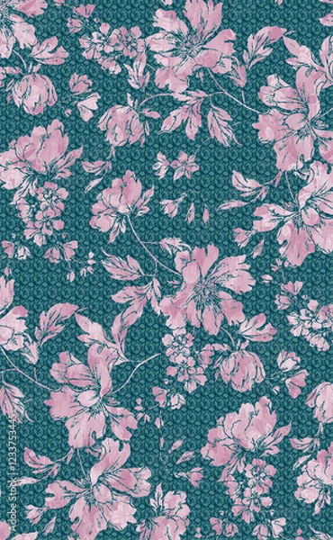 Fototapeta Colorful Botanical Texture Seamless Pattern Design