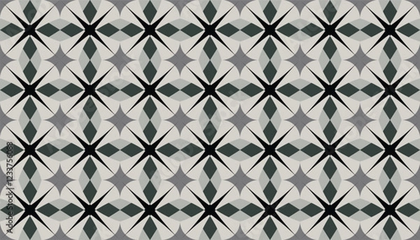 Fototapeta Abstract geometric wallpaper pattern with a combination of stars, rhombuses with a combination of black and gray