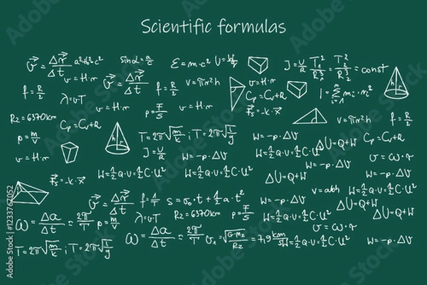 Fototapeta hand written formulas on board vector 