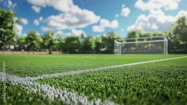 Fototapeta Low angle view soccer field