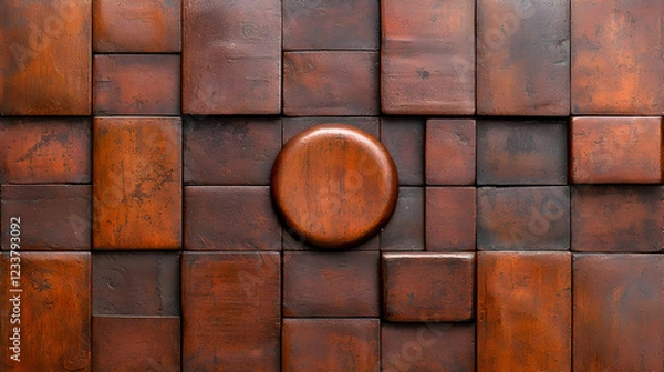 Fototapeta Dark wood block wall texture background design