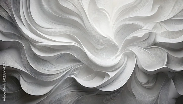 Fototapeta Striking Abstract White Canvas with Swirling Patterns and Deep Textures, Evoking a Sense of Mystery and Intrigue in an Etherial Winter Scene.