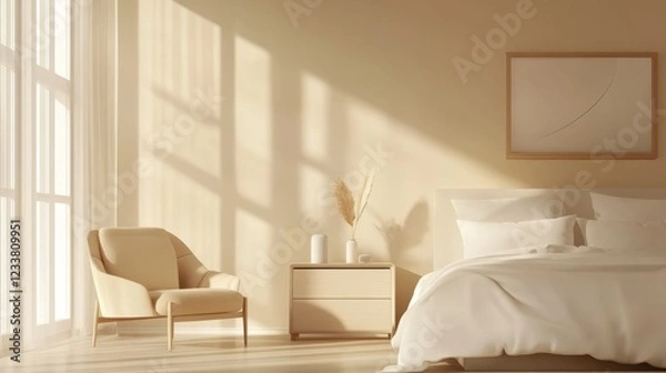 Fototapeta Luxurious Modern Bedroom Interior with Elegant Design Elements