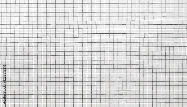 Fototapeta Elegant White Tiled Bathroom Wall Background, Showcasing Smooth Textures and Minimalist Aesthetic for Modern Interiors and Digital Art.