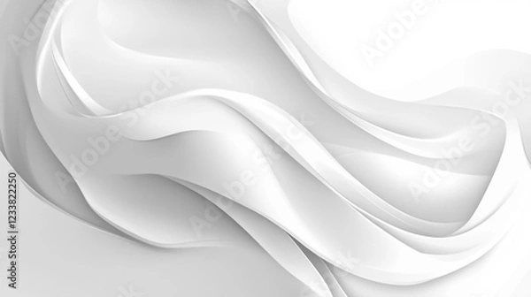 Obraz Curved elements, white abstract background, Close up of a white glued paper presenting an abstract background with ample copy space image