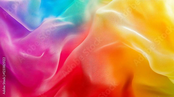 Fototapeta Silk colorful rainbow fabric material textile. Banner background design, Abstract Background with Wavy Lines in Vibrant Colors