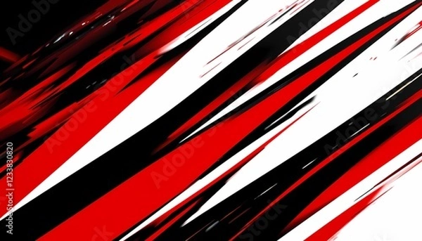 Fototapeta Dynamic abstract background with red, black, and white stripes.