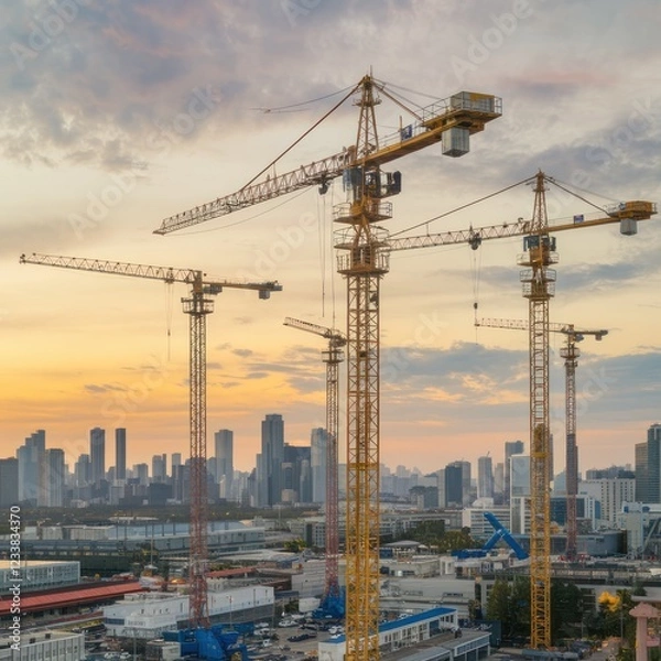 Fototapeta a lifting handling equipment tower crane isolated on white background
