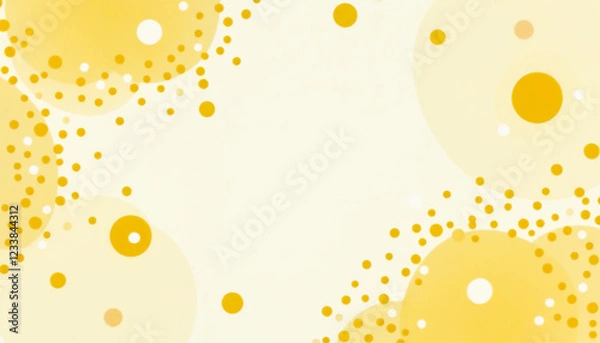 Fototapeta Cheerful yellow circles and dots on a light background for vibrant design projects and copy space