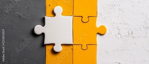 Fototapeta A colorful puzzle piece fitting into a larger design, symbolizing collaboration and problem-solving through interconnectedness.