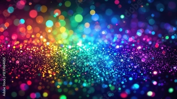 Fototapeta abstract explosion of colorful particles in vibrant digital artwork, energetic burst of multicolored light, dynamic artistic background with glowing effects, bright and lively aesthetics