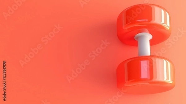 Fototapeta A vibrant orange dumbbell against a matching background, emphasizing fitness and strength training.