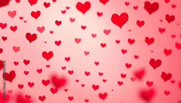 Fototapeta Romantic Red Hearts: A Soft, Dreamy Background
