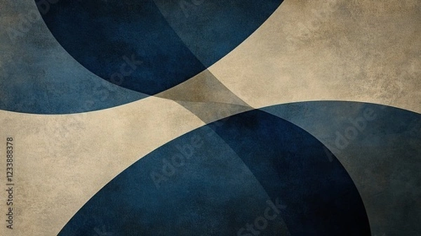 Fototapeta Abstract navy blue beige curves textured background design