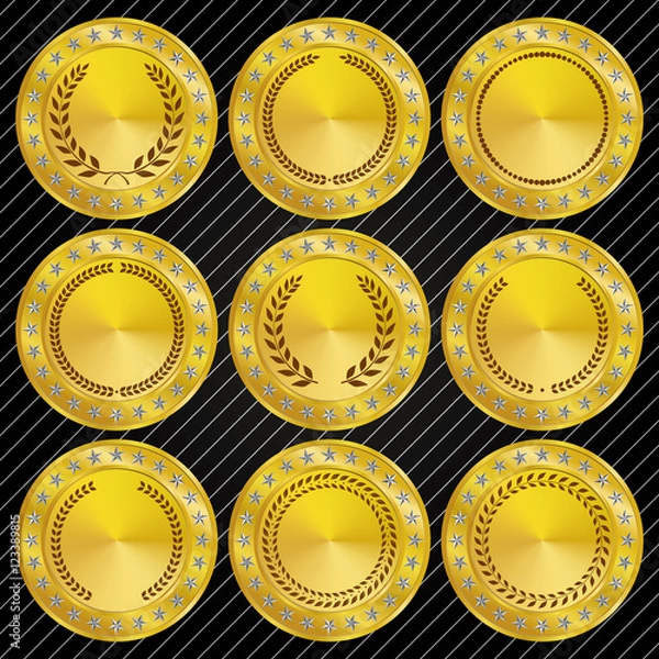 Obraz Golden Medallions and Medals with Laurel Wreath Collection