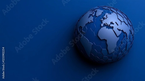 Fototapeta Global Perspective: A mesmerizing visual, the artwork highlights a three-dimensional globe, meticulously crafted to represent our world, its continents gracefully rendered.