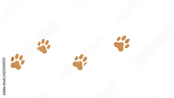 Fototapeta Paw vector foot trail print of cat. Dog, puppy silhouette animal diagonal tracks for t-shirts, backgrounds, patterns, websites, showcases design, greeting cards, child prints and etc.