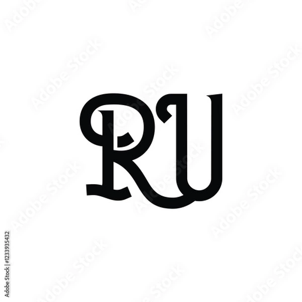 Fototapeta RU monogram logo design letter text name symbol monochrome logotype alphabet character simple logo