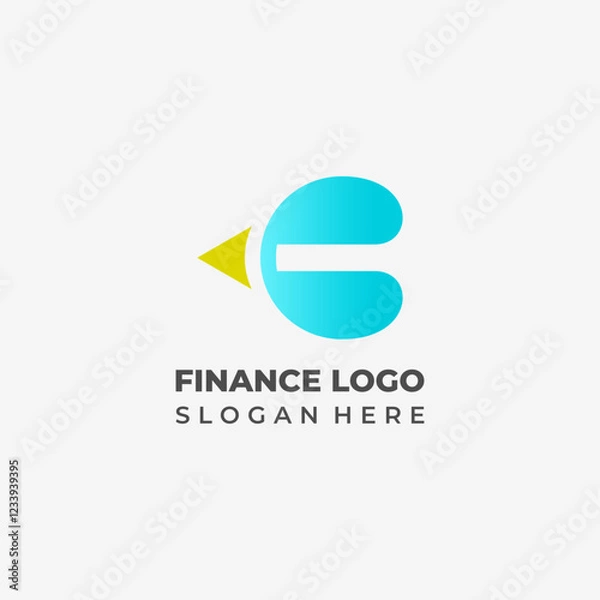 Fototapeta Bold Finance Logo with Letter C and Arrow Symbol