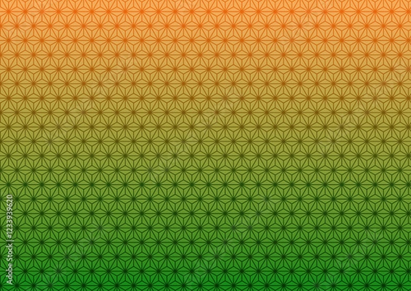 Fototapeta 和柄の麻の葉柄の背景　黄から緑へ