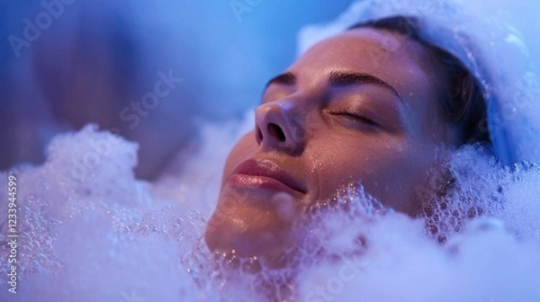 Obraz Cryotherapy Facial: Using cold air or liquid nitrogen, this facial tightens pores, reduces puffiness, and boosts circulation for glowing, healthy skin.
