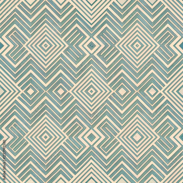 Fototapeta Geometric pattern with teal lines.