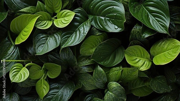 Fototapeta Lush Foliage with Shades of Dark Green and Light Green in a Nature Scene