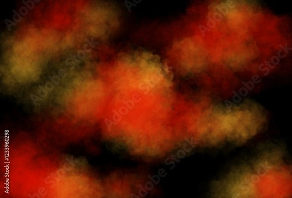 Fototapeta Abstract colorful background. yellow red black background with smoke cloud copy space for design. Web banner.