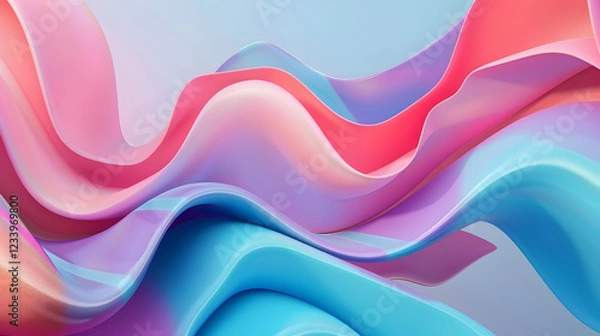 Fototapeta Abstract waves of pink and blue create a fluid, dynamic visual experience.