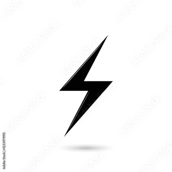Fototapeta Black Lightning Bolt Icon with Shadow