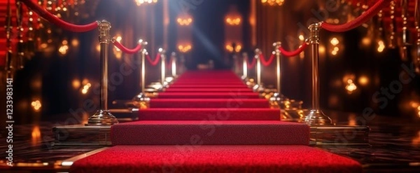 Obraz Luxurious Empty Red Carpet at Prestigious Film or Music Awards Event