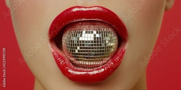Obraz Close-Up lips with mirror ball