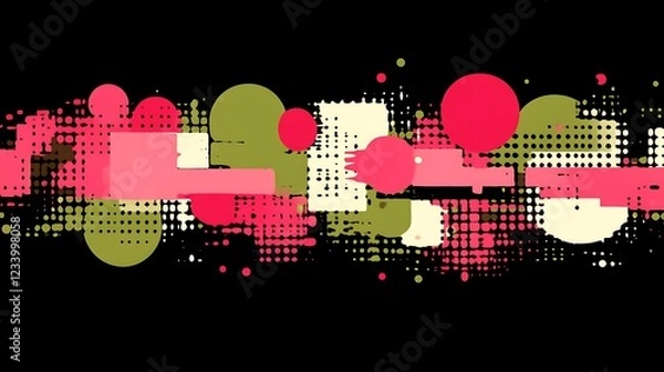 Fototapeta Abstract Art Featuring Pink Green and Beige Shapes