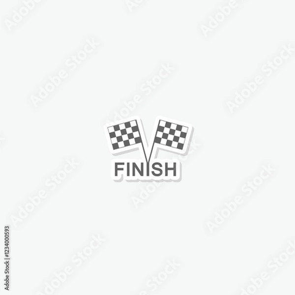 Fototapeta Finish flag for car racing icon sticker isolated on gray background