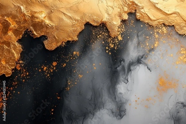 Fototapeta Abstract artwork featuring gold and dark swirling textures.