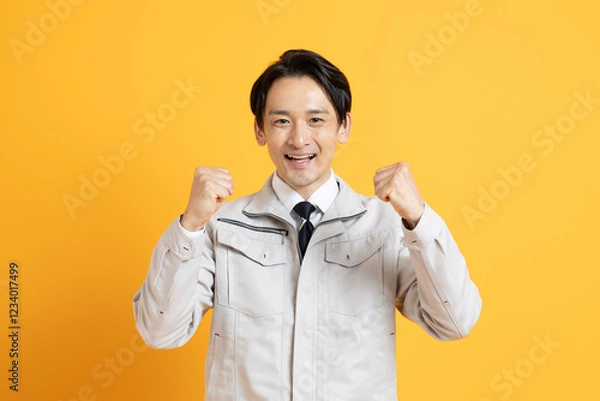 Obraz 工事の作業着を着た日本人男性