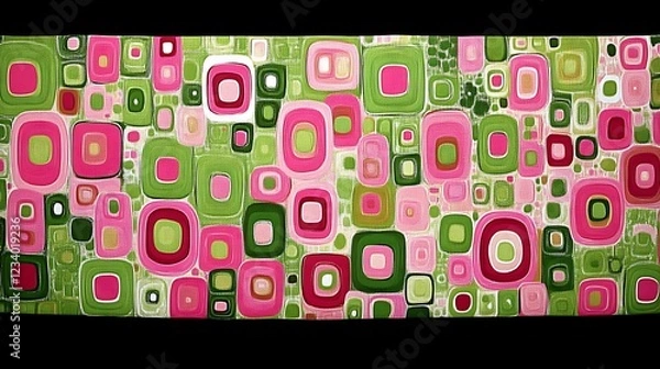 Fototapeta Abstract Geometric Pattern in Pink and Green Hues