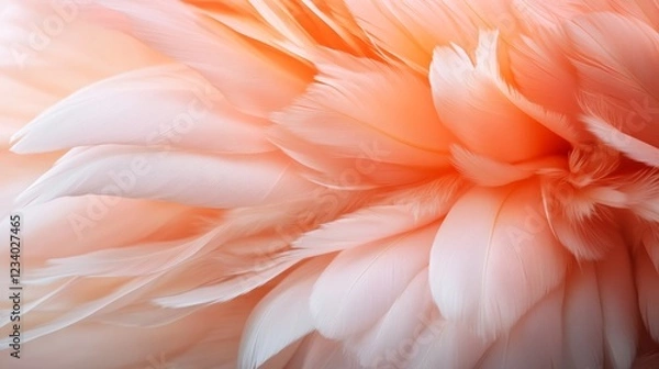 Fototapeta Cascading pink and white feathers, exuding an ethereal beauty with their layered, soft gracefulness and flowing momentum.